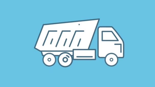 阿尔法通道上的垃圾车Kamaz线图标 — 图库视频影像