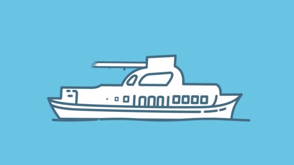 Motor Ship line ikon på Alpha Channel – Stock-video