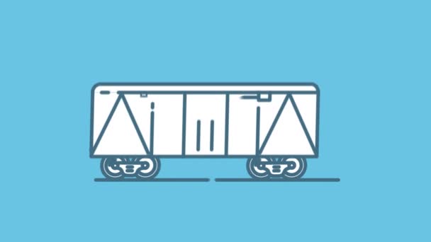 アルファチャンネル上の貨物鉄道輸送ラインのアイコンをカバー — ストック動画