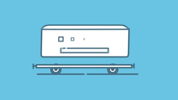 A személyszállító vasúti kocsi vonalának ikonja az Alfa-csatornán — Stock videók