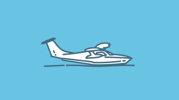 Seaplane line icon on the Alpha Channel — Stock Video