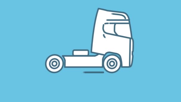 Truck Tractor Unit lijn pictogram op het Alpha Kanaal — Stockvideo