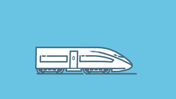 アルファチャンネル上の現代列車機関車ラインアイコン — ストック動画