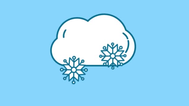 Icona della linea di nuvole e neve sul canale alfa — Video Stock