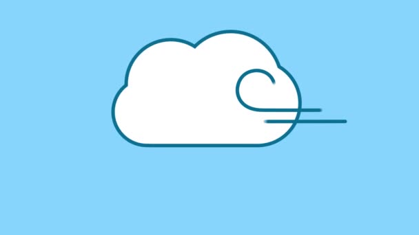 Icona della linea cloud e vento sul canale alfa — Video Stock