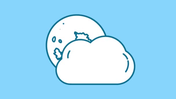 Ícone de linha de Lua Cheia e Nuvem no Canal Alpha — Vídeo de Stock