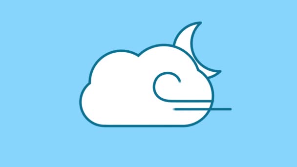 Crescent Moon, Cloud och Wind line ikonen på Alpha Channel — Stockvideo