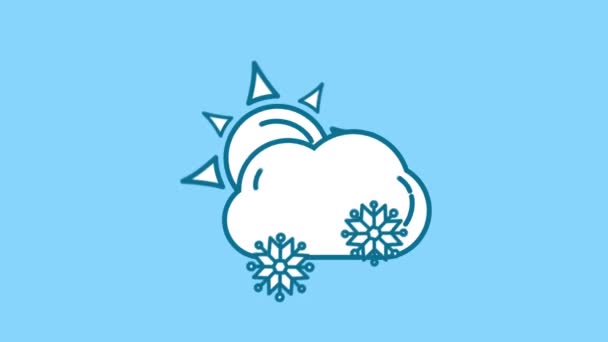 Sol, moln och snö linje ikonen på Alpha Channel — Stockvideo