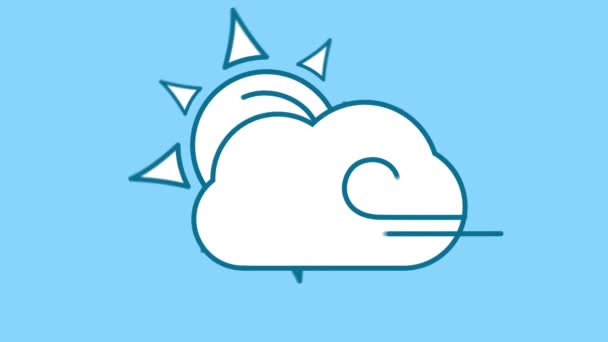 Ikona linii Słońca, Chmury i Wiatru na kanale Alfa — Wideo stockowe