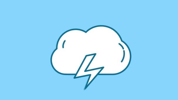Ícone de nuvem e linha de relâmpago no canal Alpha — Vídeo de Stock