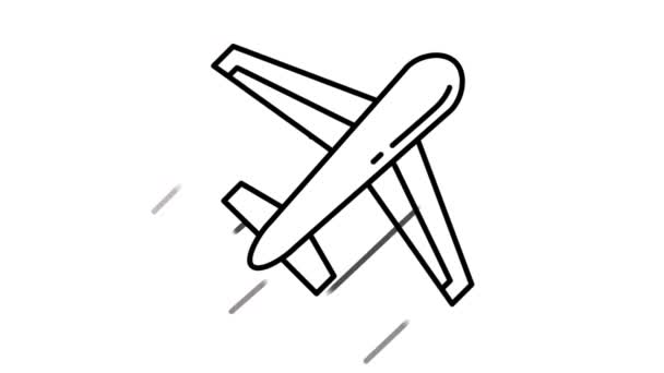 アルファチャンネル上の航空機ラインアイコン — ストック動画