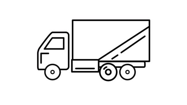 Icono de línea de camiones grandes en el canal alfa — Vídeos de Stock