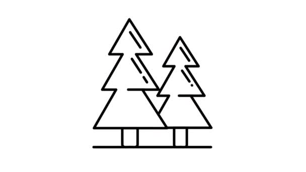 Árvores de Natal linha ícone no Canal Alpha — Vídeo de Stock