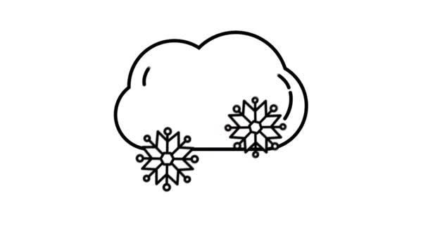 Icono de línea de nube y nieve en el canal alfa — Vídeo de stock