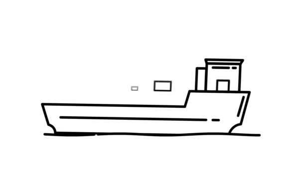Иконка линии контейнерного корабля на канале Альфа — стоковое видео