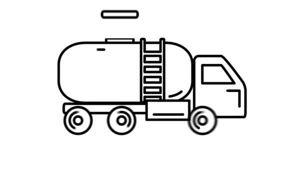 阿尔法通道上的汽油罐车线图标 — 图库视频影像