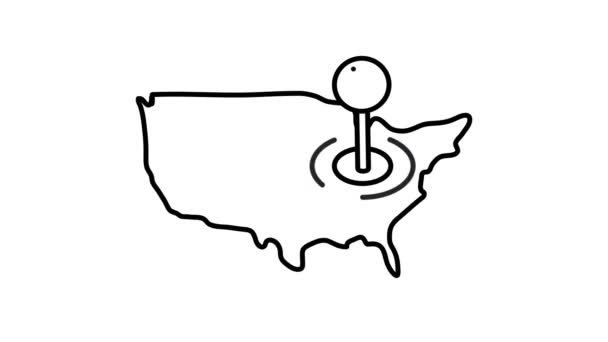 Ікона лінії Map and Round Head Pin на каналі Альфа — стокове відео