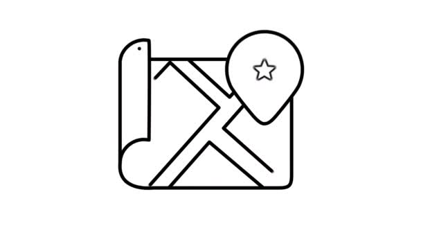 Ікона лінії Карта і Пінпойнт на каналі Альфа — стокове відео