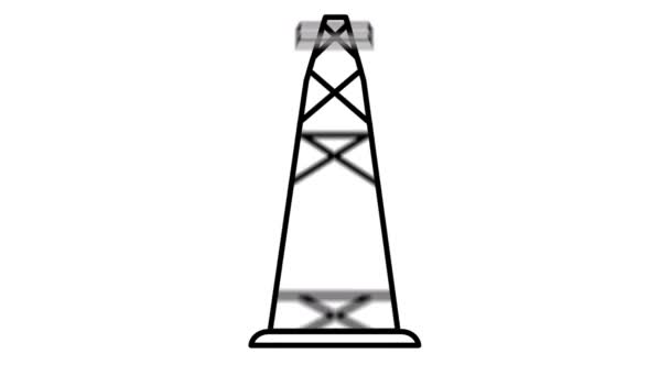 Pictograma liniei Turnului de ulei pe Canalul Alfa — Videoclip de stoc