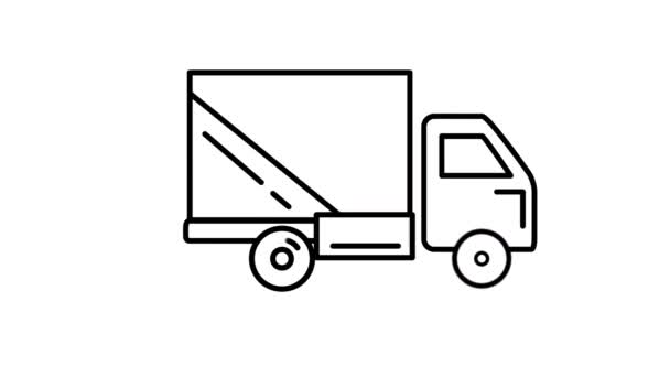 Icono de la línea de camiones en el canal Alpha — Vídeos de Stock