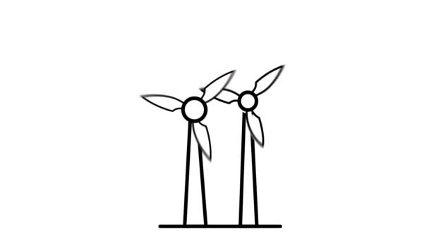 Ícone de linha de moinhos de vento no Canal Alpha — Vídeo de Stock