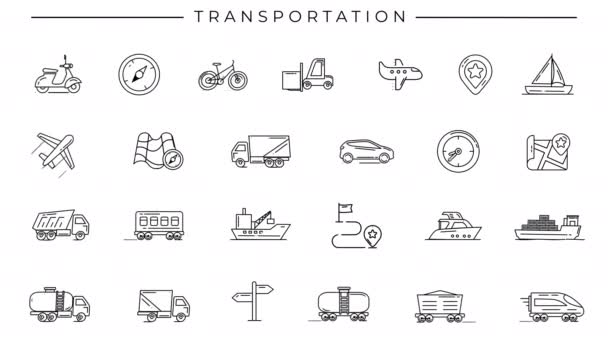 Černobílé animované ikony na téma Doprava.