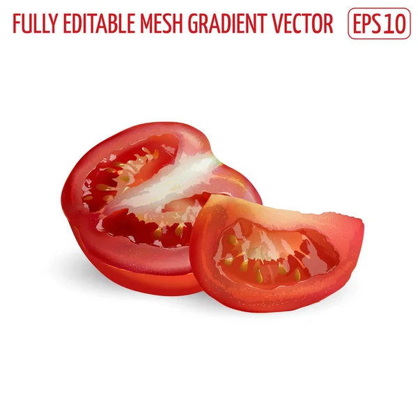 Rote Tomate in Scheiben geschnitten auf weißem Hintergrund. — Stockvektor