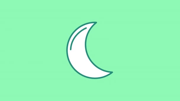 Moon Crescent line icon on the Alpha Channel — Stock Video