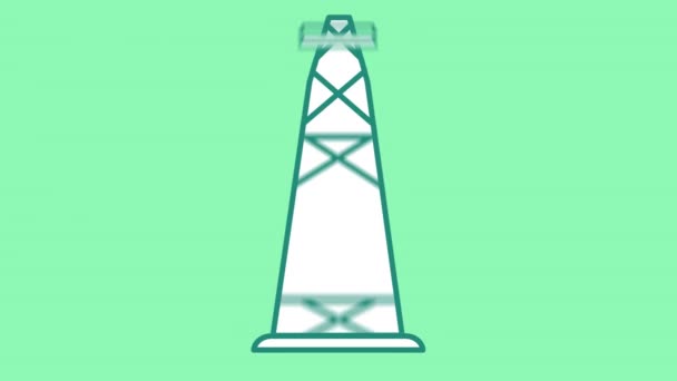 Icono de la línea de la torre de petróleo en el canal Alpha — Vídeo de stock