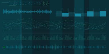Fütürist arayüz için bir grup HUD dalga elemanı.