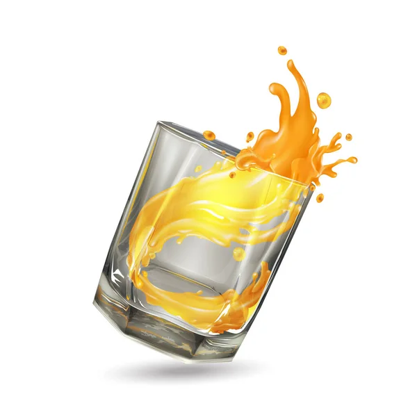 Spritzer Orangensaft aus einem fallenden Glas. — Stockfoto