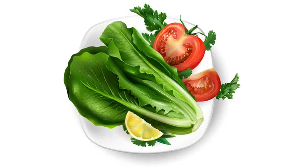 Färska grönsakers sammansättning på en vit platta. — Stockfoto