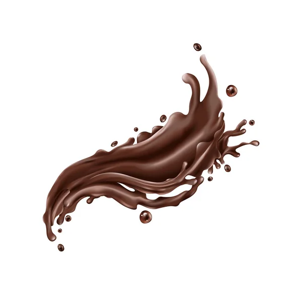 하얀 배경에 짙은 초콜릿을 튀기는 모습 — 스톡 사진