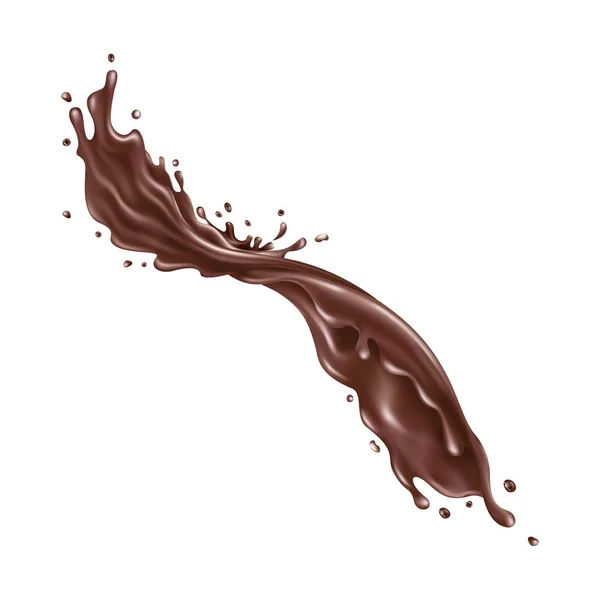 在白色背景上洒上液体巧克力 — 图库照片