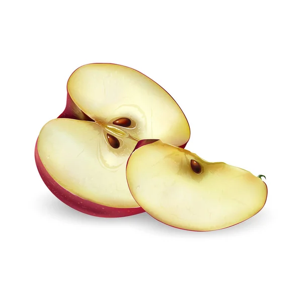 Aufgeschnittener roter Apfel auf weißem Hintergrund. — Stockfoto