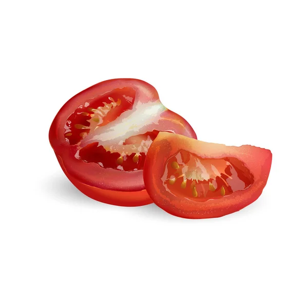 Rote Tomate in Scheiben geschnitten auf weißem Hintergrund. — Stockfoto