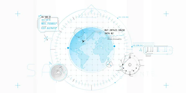 Diseño de una interfaz de software futurista para rastrear un objeto en el planeta. — Archivo Imágenes Vectoriales