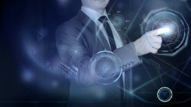 Holografik HUD arayüz elemanlarına sahip mali arkaplan.