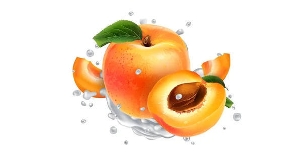 Aprikoser i stänk av yoghurt eller mjölk. — Stockfoto