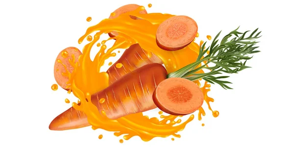 Ціла і нарізана морква в овочевому соку . — стокове фото