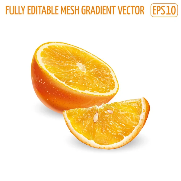 Mitad naranja con rebanada sobre fondo blanco. — Archivo Imágenes Vectoriales
