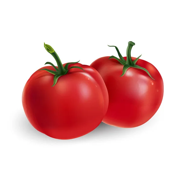 Twee rode tomaten op een witte achtergrond. — Stockfoto