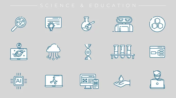 Wissenschaft und Bildung Konzept Linie Stil-Vektor-Symbole gesetzt. — Stockvektor