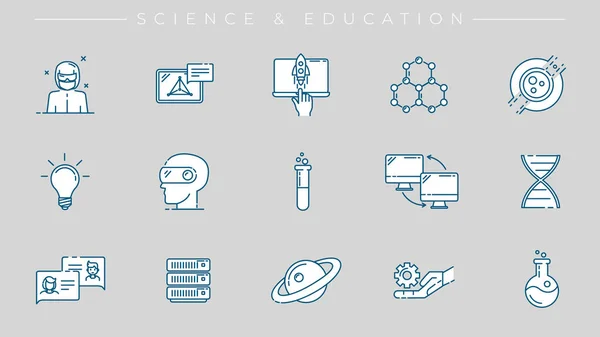 Wissenschaft und Bildung Konzept Linie Stil-Vektor-Symbole gesetzt. — Stockvektor