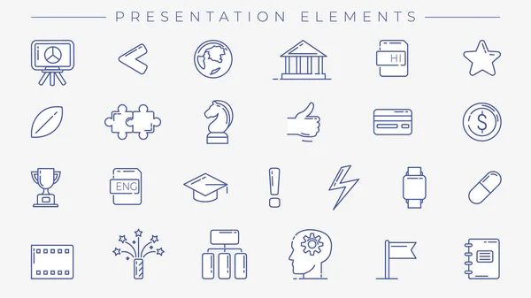 Presentatie Elementen concept lijn stijl vector pictogrammen set. — Stockvector