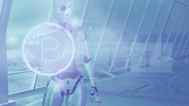 Video over Bitcoin handel met een robot. — Stockvideo