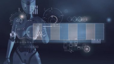 Robot sanal bir panelde hisse senedi verileriyle çalışıyor..