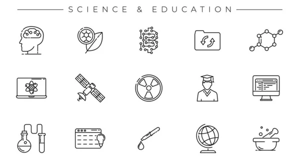 Επιστήμη και Εκπαίδευση έννοια γραμμή στυλ διανυσματικά εικονίδια που. — Διανυσματικό Αρχείο