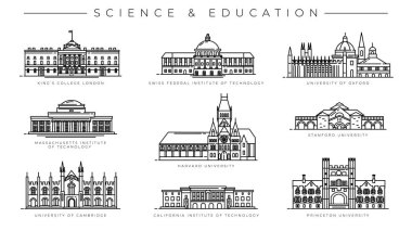 Science and Education concept line style vector icons set. clipart