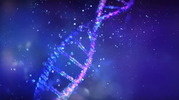 Animazione di un filamento di DNA collassante, primo piano. — Video Stock